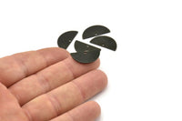 Semi Circle Charm, 12 Oxidized Black Brass Semi Circle Blanks With 1 Hole (21x10x0.80mm) BS 1725