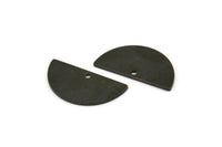 Semi Circle Charm, 12 Oxidized Black Brass Semi Circle Blanks With 1 Hole (21x10x0.80mm) BS 1725