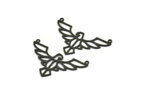 Black Eagle Charm, 8 Oxidized Black Brass Eagle Pendants With 2 Loops, Bird Charms, Necklace Charms (22x38x0.60mm) A6619