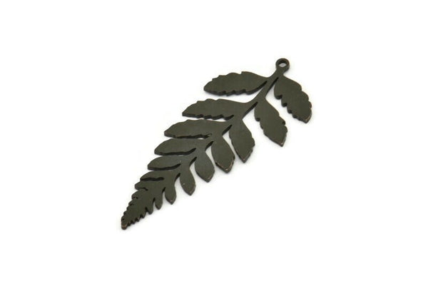 Black Leaf Charm, 4 Oxidized Black Brass Leaf Charms With 1 Loop, Charm Earrings (46x20x0.80mm) SMP1203 A5792 Q0244