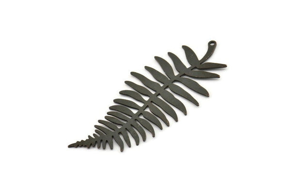 Siyah Yaprak Tılsımı, 1 Halkalı 2 Oksitlenmiş Siyah Pirinç Dal Tılsımı, Tılsım Kolye Uçları (62x27x0,60 mm) A3439 H0985