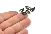 Siyah Damla Charm, 1 Delikli 24 Oksitlenmiş Siyah Pirinç Damla Charm, Küpeler, Bulgular (14x9x0,80 mm) A4225