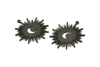 Siyah Ay Tılsımı, 1 Döngülü Oksitlenmiş Siyah Pirinç Hilal Ay Tılsımı (36x32x1mm) N1479
