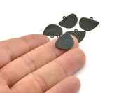 Semi Circle Charm, 8 Oxidized Black Brass Irregular Shaped Semi Circle Charms With 1 Loop, Pendant Charms (14x16x0.60mm) A3154