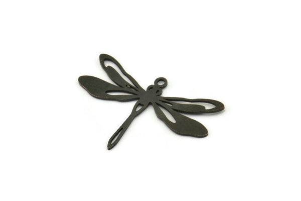 Black Dragonfly Charm, 10 Oxidized Black Brass Dragonfly Charms With 1 Loop, Pendants, Findings (20x30x0.60mm) A3446
