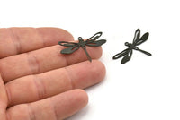 Black Dragonfly Charm, 10 Oxidized Black Brass Dragonfly Charms With 1 Loop, Pendants, Findings (20x30x0.60mm) A3446