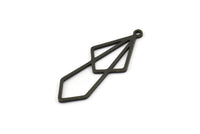 Black Diamond Charm, 12 Oxidized Black Brass Diamond Shaped Charms With 1 Loop, Pendant Findings (33x13x0.80mm) A5703
