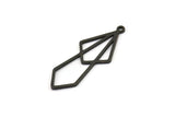 Black Diamond Charm, 12 Oxidized Black Brass Diamond Shaped Charms With 1 Loop, Pendant Findings (33x13x0.80mm) A5703