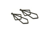 Black Diamond Charm, 12 Oxidized Black Brass Diamond Shaped Charms With 1 Loop, Pendant Findings (33x13x0.80mm) A5703