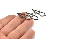 Black Diamond Charm, 12 Oxidized Black Brass Diamond Shaped Charms With 1 Loop, Pendant Findings (33x13x0.80mm) A5703
