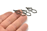 Black Diamond Charm, 12 Oxidized Black Brass Diamond Shaped Charms With 1 Loop, Pendant Findings (33x13x0.80mm) A5703