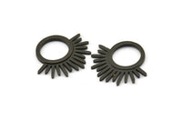 Siyah Tılsım, 2 Oksitlenmiş Siyah Pirinç - Güneş Tılsımı - Siyah Güneş Tılsımı - Buluntular (25x23x1,5 mm) N1314