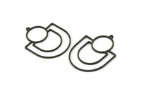 Black D Shaped Charm, 4 Oxidized Black Brass D Shaped Charms With 1 Loop, Earrings, Findings (33x26x0.80mm) SMP0678 A2628