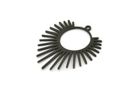 Black Sun Charm, 6 Oxidized Black Brass Sun Charms With 1 Loop, Pendants, Findings (33x29x0.60mm) A6333 S1045