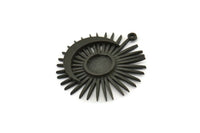 Ay ve Güneş, Oksitlenmiş Siyah Pirinç, Hilal, Siyah Güneş, Siyah Kolye, 1 Halkalı Siyah Charm, Ped Boyutu 8mm (31x29mm) N1353