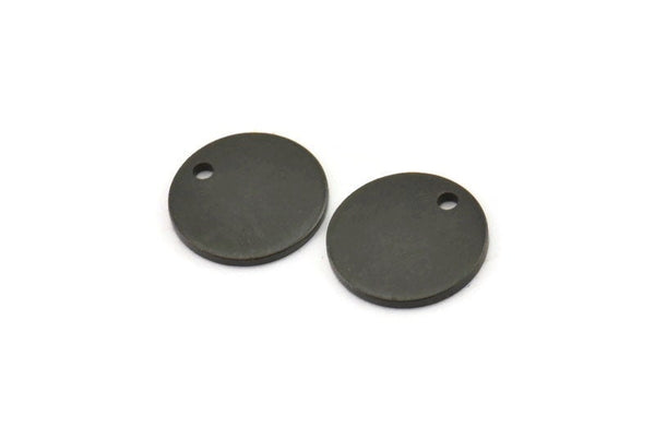 Black Cabochon Tag, 10 Oxidized Black Brass Cabochon Tags With 1 Hole, Stamping Tags (12x1mm) E082