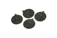 Black Bee Charm, 2 Oxidized Black Brass Bee Charms With 1 Loop, Pendants, Findings (19x17x2mm) N1195