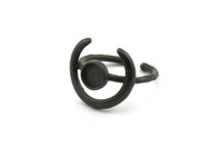 Black Ring Settings, Oxidized Black Brass Adjustable Ring - Ring Stone Setting - Pad Size 6mm N1301