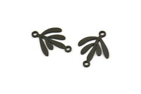 Siyah Yaprak Charm, 2 Döngülü 24 Oksitlenmiş Siyah Pirinç Yaprak Charm, Bağlantı Elemanları (17x12x0,60 mm) A3575 H1003