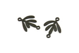 Siyah Yaprak Charm, 2 Döngülü 24 Oksitlenmiş Siyah Pirinç Yaprak Charm, Bağlantı Elemanları (17x12x0,60 mm) A3575 H1003