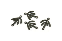 Siyah Yaprak Charm, 2 Döngülü 24 Oksitlenmiş Siyah Pirinç Yaprak Charm, Bağlantı Elemanları (17x12x0,60 mm) A3575 H1003