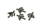 Siyah Yaprak Charm, 2 Döngülü 24 Oksitlenmiş Siyah Pirinç Yaprak Charm, Bağlantı Elemanları (17x12x0,60 mm) A3575 H1003