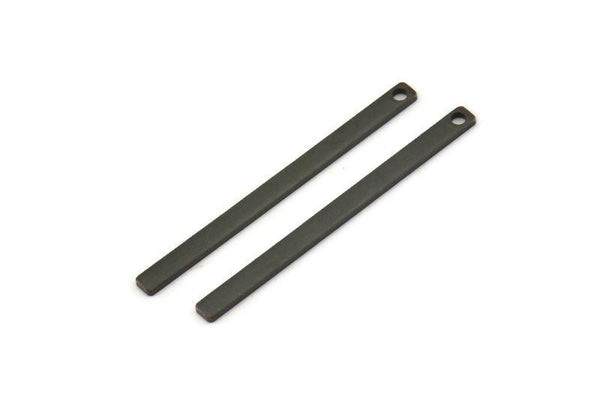 Black Bar Charm, 12 Oxidized Black Brass Necklace Bars With 1 Hole (35x2.5x0.80mm) E393