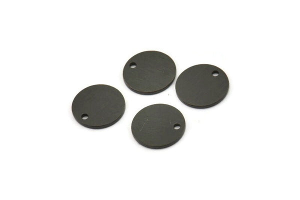 Black Cabochon Tag, 12 Textured Oxidized Black Brass Cabochon Tags With 1 Hole, Stamping Tags (10x0.85mm) E050