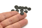 Black Cabochon Tag, 12 Textured Oxidized Black Brass Cabochon Tags With 1 Hole, Stamping Tags (10x0.85mm) E050