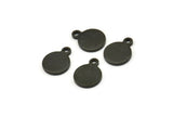 Black Cabochon Tag, 24 Oxidized Black Brass Cabochon Tags With 1 Loop, Stamping Tags (10x8x1mm) E041