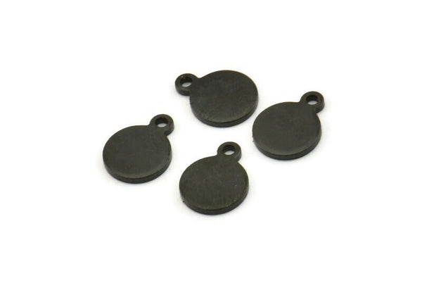 Black Cabochon Tag, 24 Oxidized Black Brass Cabochon Tags With 1 Loop, Stamping Tags (10x8x1mm) E041