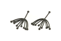 Siyah Karahindiba Tılsımı, 1 Halkalı 6 Oksitlenmiş Siyah Pirinç Taraxacum Tılsımı (35x30x0,80 mm) A4219 H1227