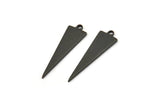 Black Triangle Charm, 12 Oxidized Black Brass Triangle Charms With 1 Loop (22.5x7x0.80mm) E089