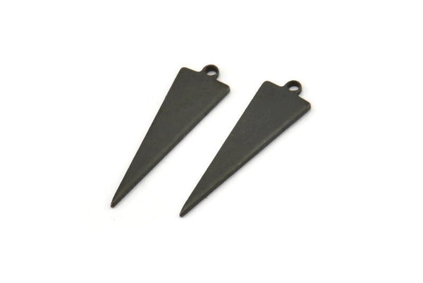 Black Triangle Charm, 12 Oxidized Black Brass Triangle Charms With 1 Loop (22.5x7x0.80mm) E089