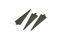 Black Triangle Charm, 12 Oxidized Black Brass Triangle Charms With 1 Loop (22.5x7x0.80mm) E089