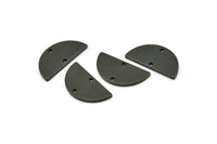 Black Semi Circle, 6 Oxidized Black Brass Half Moon Connector With 2 Holes, Charms, Pendants (21x10.5x1.2mm) D1525