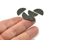 Black Semi Circle, 6 Oxidized Black Brass Half Moon Connector With 2 Holes, Charms, Pendants (21x10.5x1.2mm) D1525