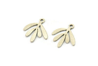 Silver Leaf Charm, 24 Antique Silver Plated Brass Leaf Charms With 1 Loop, Findings (14x13x0.60mm) A3891