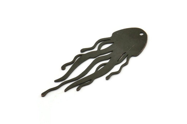 Black Jellyfish Charm, 4 Oxidized Black Brass Jellyfish Charms With 1 Hole, Charm Pendants (43x16x0.60mm) SMP0059 A6196 Q0233