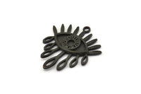 Black  Eye Charm, 2 Oxidized Black Brass Eye Charms With 1 Loop, Pendants - Pad Size 3mm (29x25x2mm) N1370