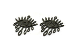 Black  Eye Charm, 2 Oxidized Black Brass Eye Charms With 1 Loop, Pendants - Pad Size 3mm (29x25x2mm) N1370