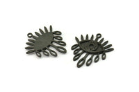 Black  Eye Charm, 2 Oxidized Black Brass Eye Charms With 1 Loop, Pendants - Pad Size 3mm (29x25x2mm) N1370