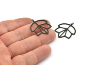 Siyah Yaprak Tılsımı, 1 Halkalı 4 Oksitlenmiş Siyah Pirinç Yaprak Tılsımı, Tılsım Kolye Uçları (29x25x0,60 mm) SMP0709 A6885