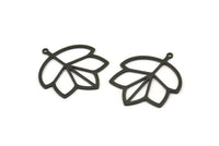 Siyah Yaprak Tılsımı, 1 Halkalı 4 Oksitlenmiş Siyah Pirinç Yaprak Tılsımı, Tılsım Kolye Uçları (29x25x0,60 mm) SMP0709 A6885