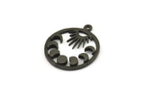 Ay Evreleri Tılsımı, 2 Oksitlenmiş Siyah Pirinç Hilal Evreleri Tılsımı, 1 Halka, Kolye Uçları, Bulgular (25x22x2,2 mm) N1633