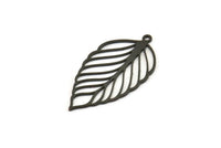 Siyah Yaprak Charm, 1 Halkalı 8 Oksitlenmiş Siyah Pirinç Yaprak Charm, Charm Kolye Uçları (32x17,5x0,60 mm) SMP0089 A6882