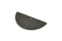 Black Half Moon, 2 Hammered Oxidized Black Brass Semi Circle Blanks With 2 Holes (34x16x1mm) N0995