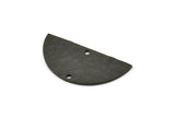 Black Half Moon, 2 Hammered Oxidized Black Brass Semi Circle Blanks With 2 Holes (34x16x1mm) N0995