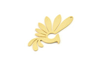 Gold Bird Charm, 2 Gold Plated Brass Phoenix Charms With 1 Hole, Findings (35x21x0.60mm) SMP0316 A2682 H0854