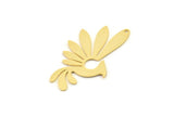Gold Bird Charm, 2 Gold Plated Brass Phoenix Charms With 1 Hole, Findings (35x21x0.60mm) SMP0316 A2682 H0854
